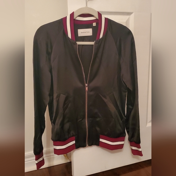 Black Satin Babton Bomber Jacket - Picture 1 of 3